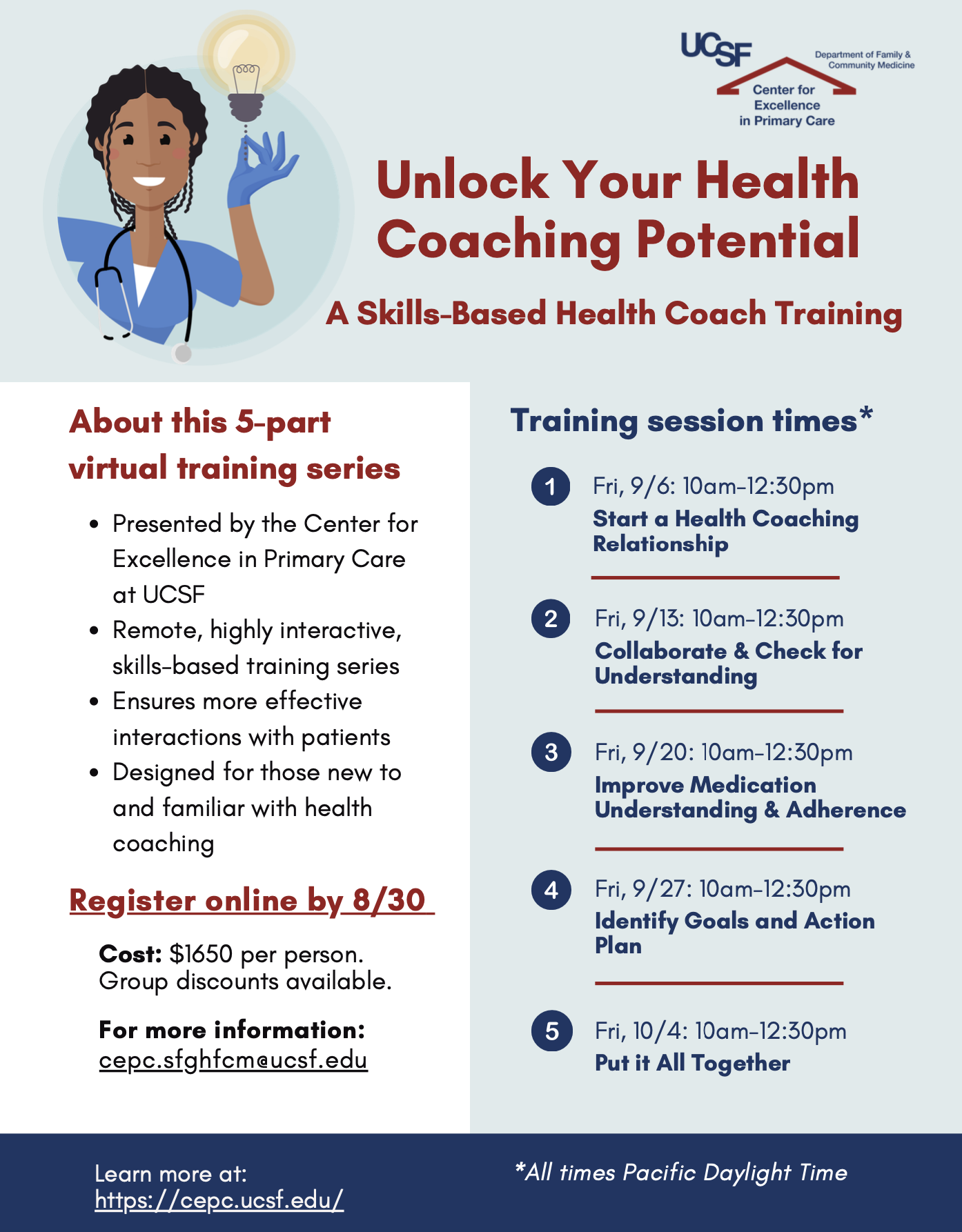 Health coach training flyer screenshot